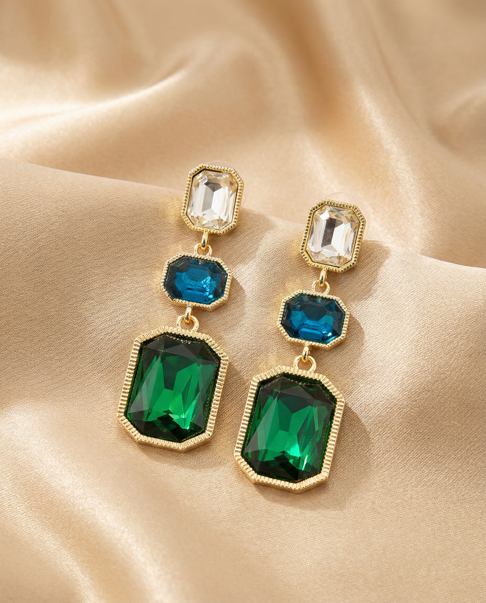 Emerald Green Statement Drop Earrings