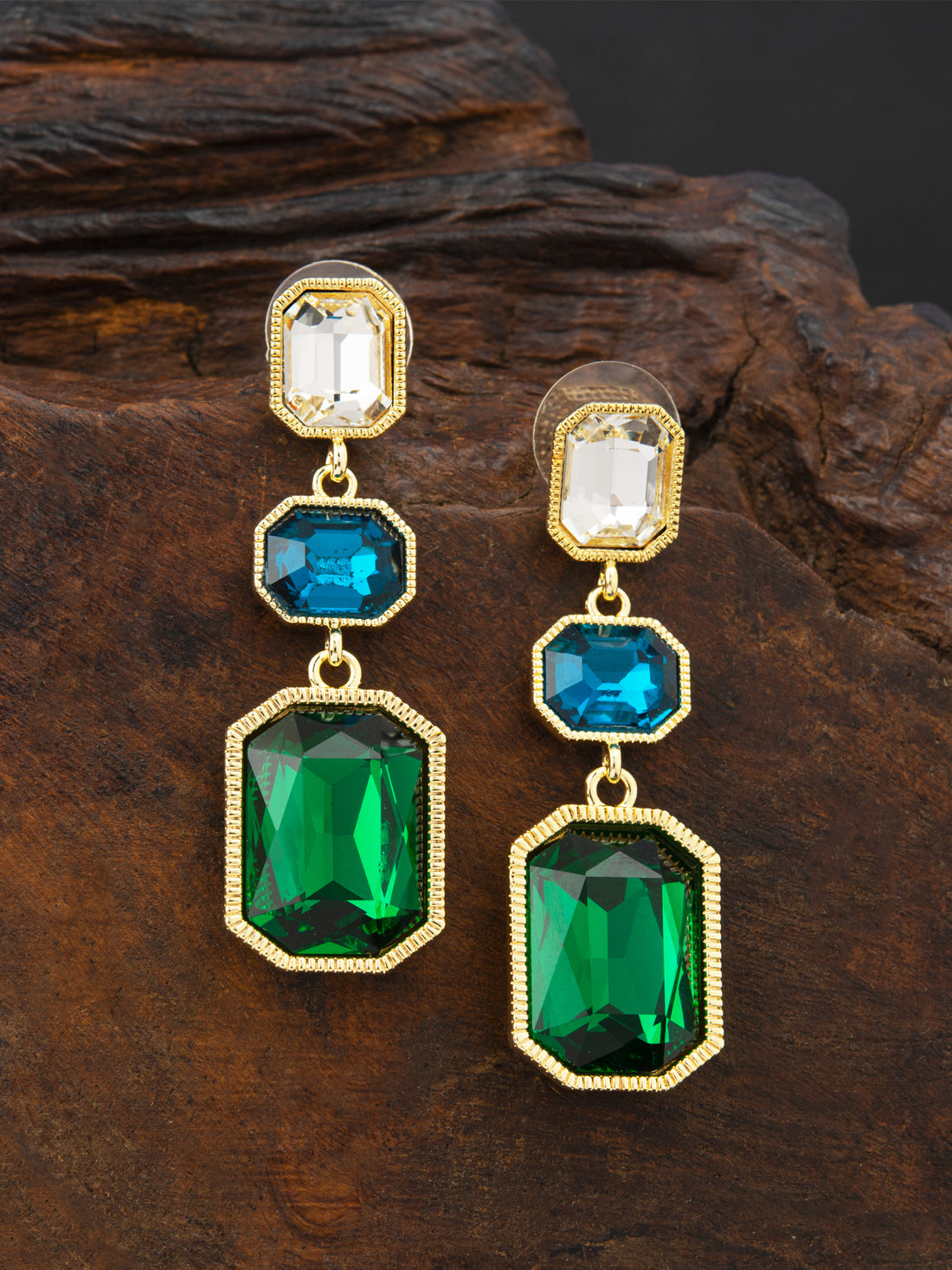 Emerald Green Statement Drop Earrings