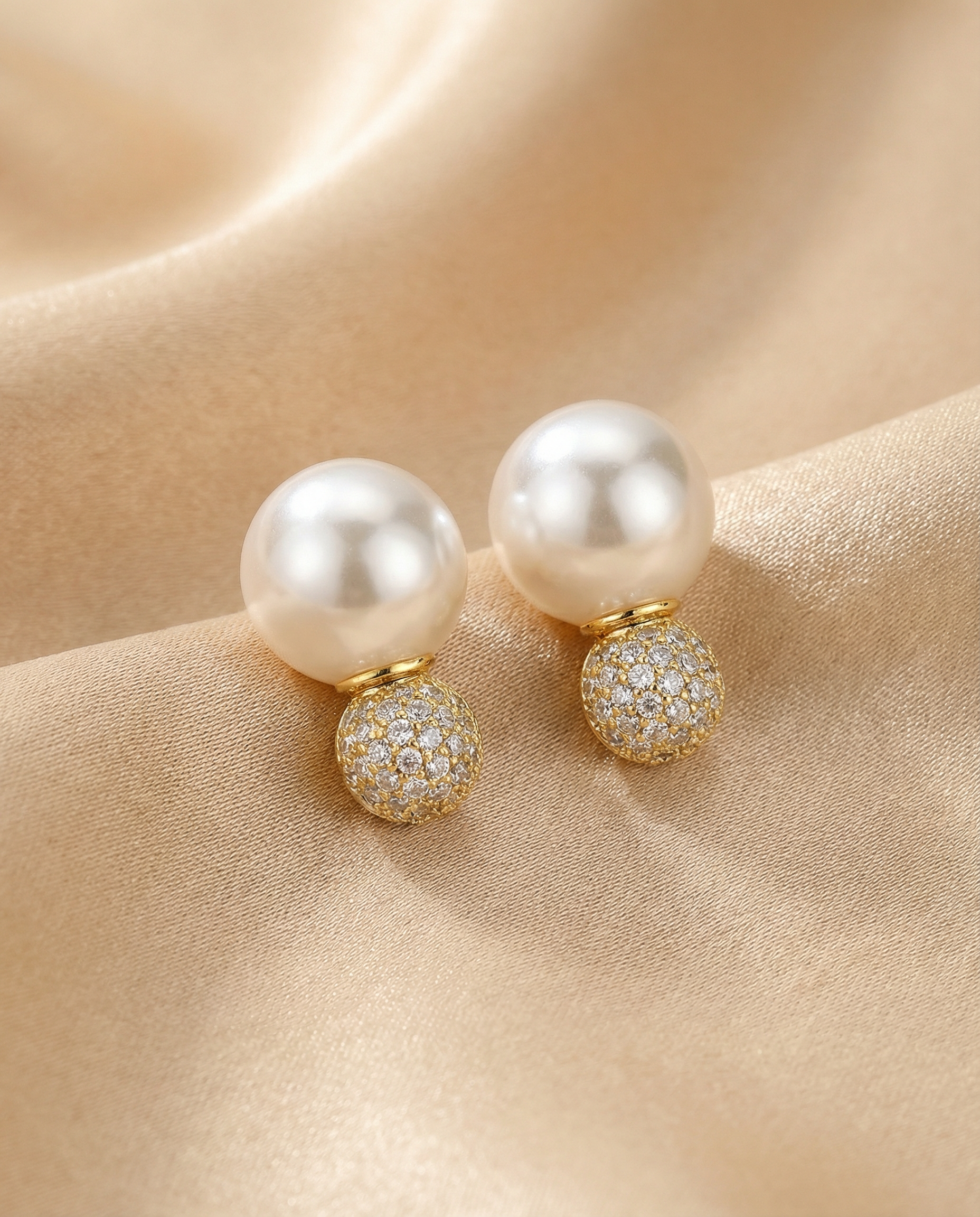 Classic Pearl Gold Stud Earrings