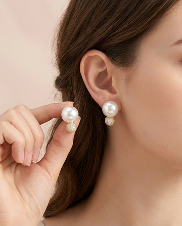 Classic Pearl Gold Stud Earrings