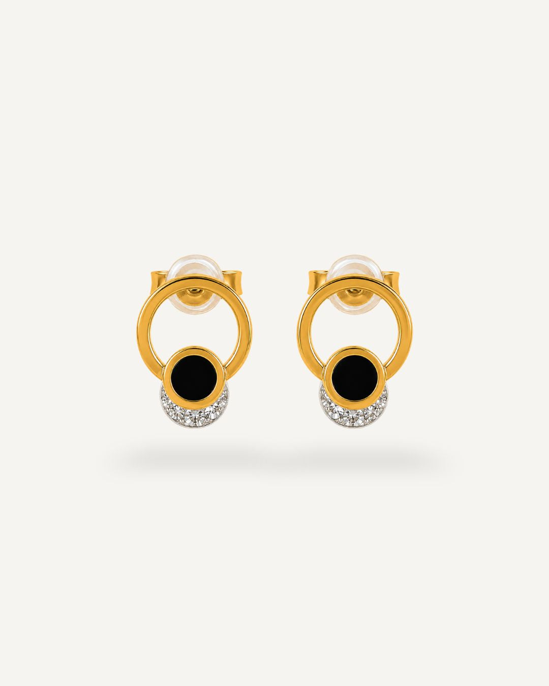 Black Stone Hoop Earrings