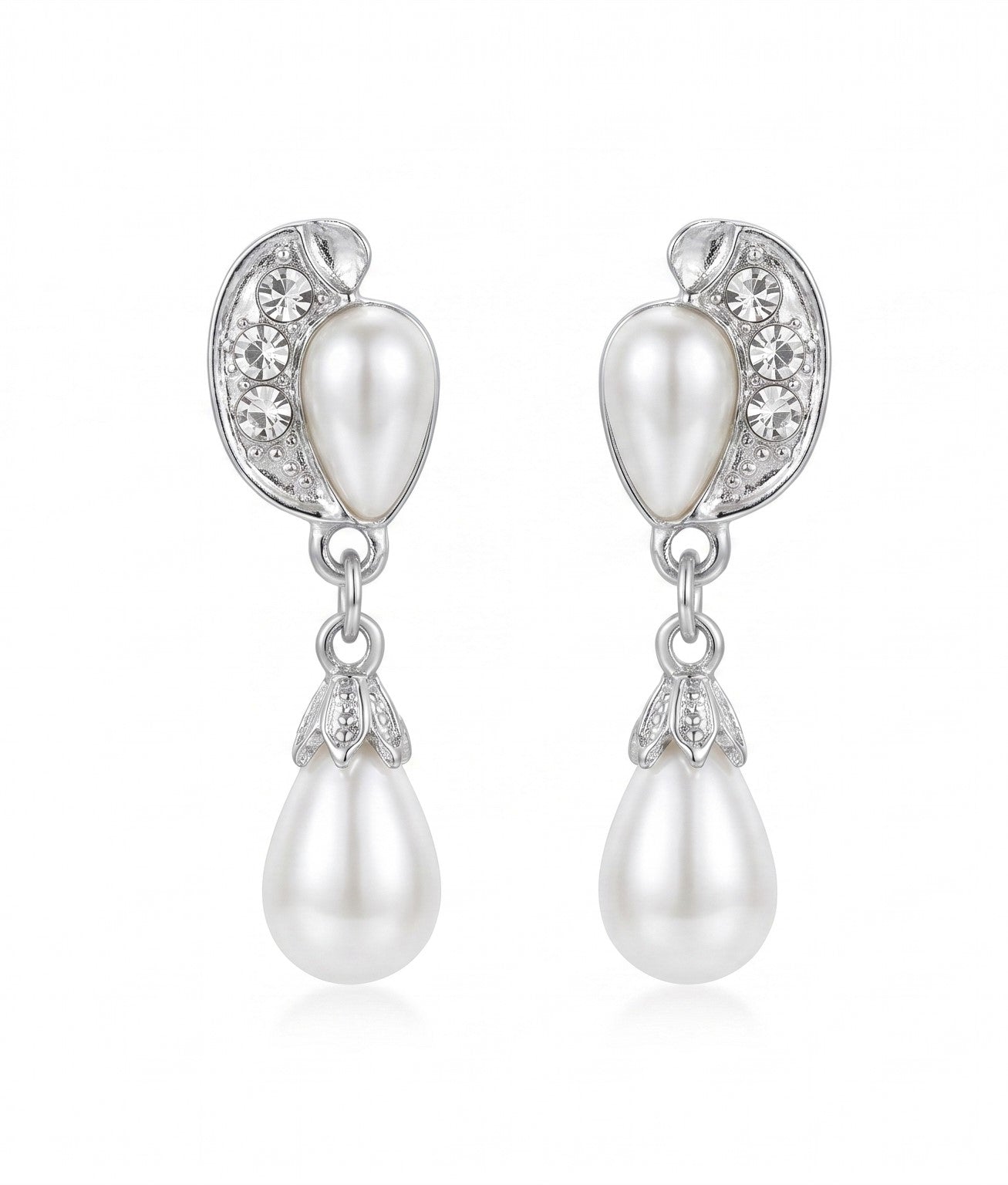 Pearl Crystal Drop Earrings