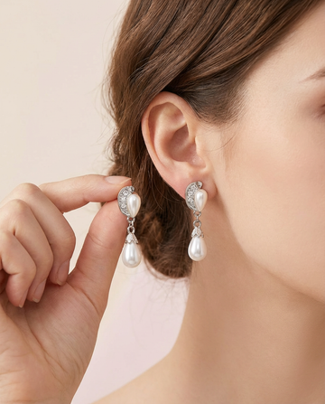 Pearl Crystal Drop Earrings
