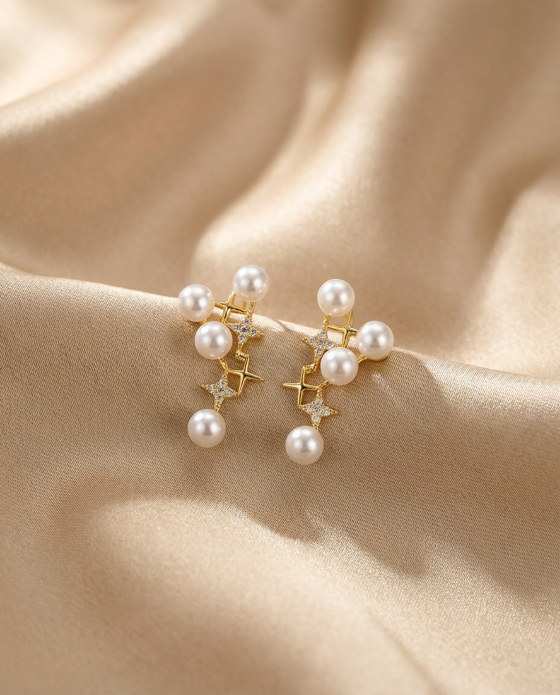 Pearl Floral Stud Earrings