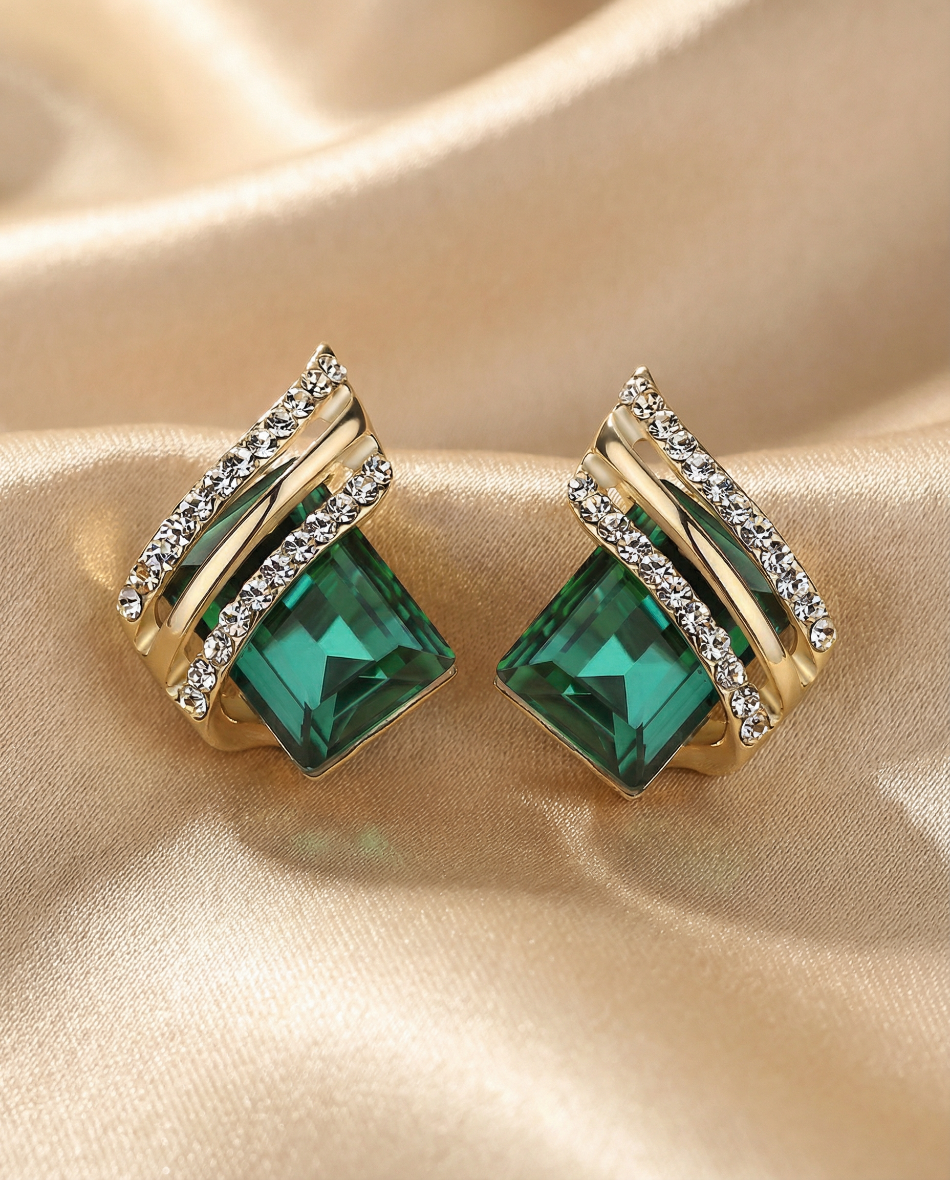 Emerald Green Crystal Stud Earrings