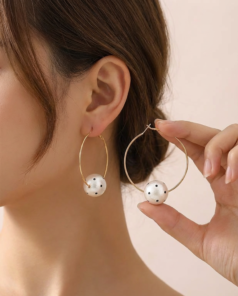 Pearl Hoop Statement Earrings