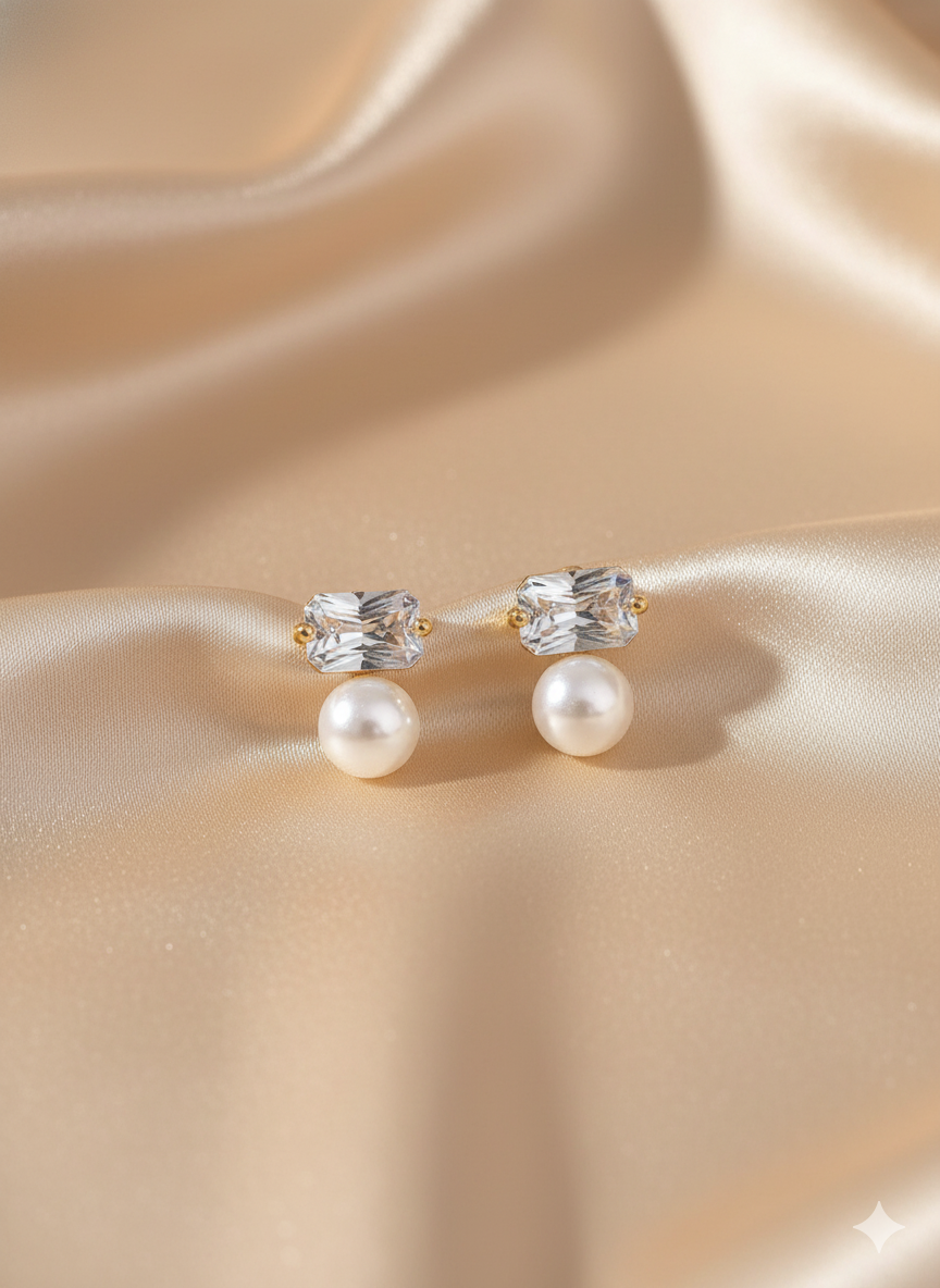 Pearl Drop Stud Earrings