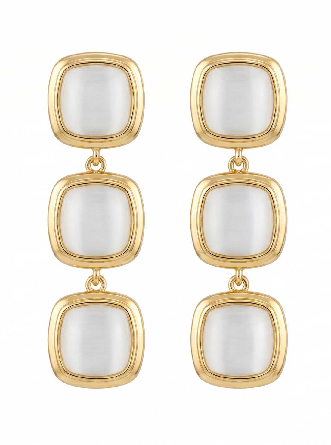 Triple Square Drop Earrings