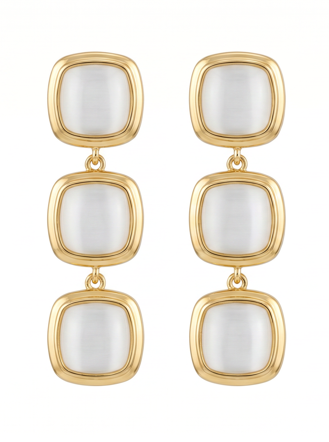 Triple Square Drop Earrings