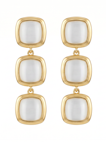 Triple Square Drop Earrings