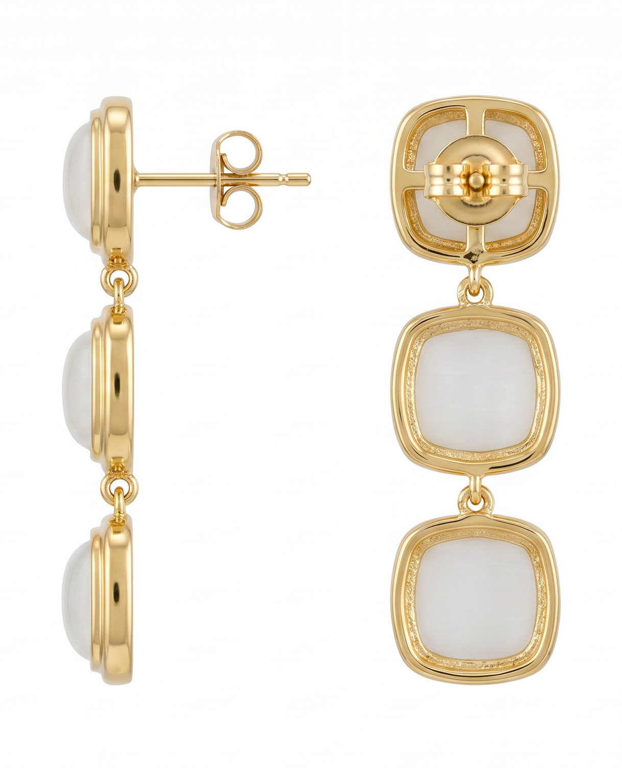 Triple Square Drop Earrings