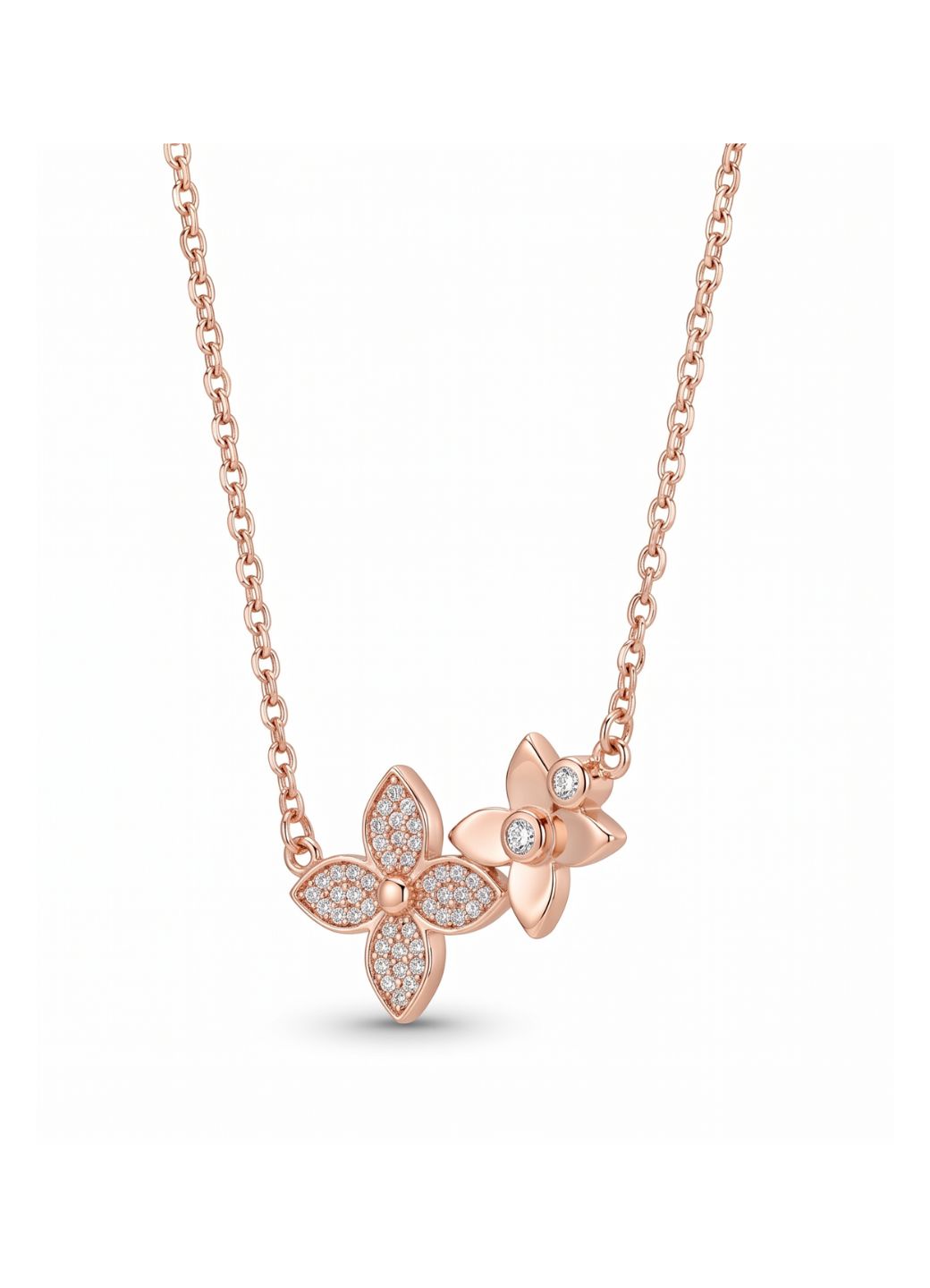 Floral Rose Gold Charm Necklace