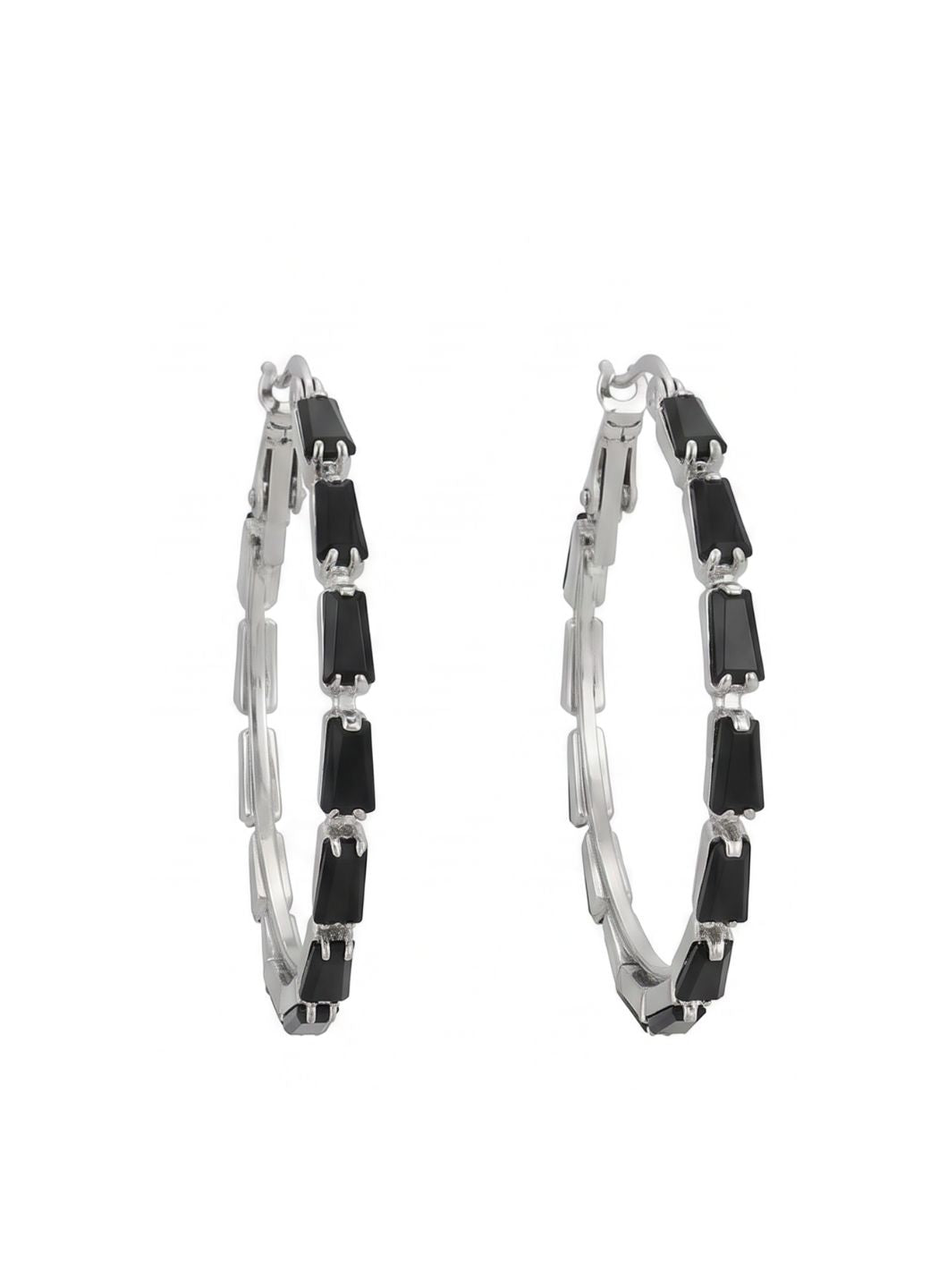 Black Crystal Hoop Earrings