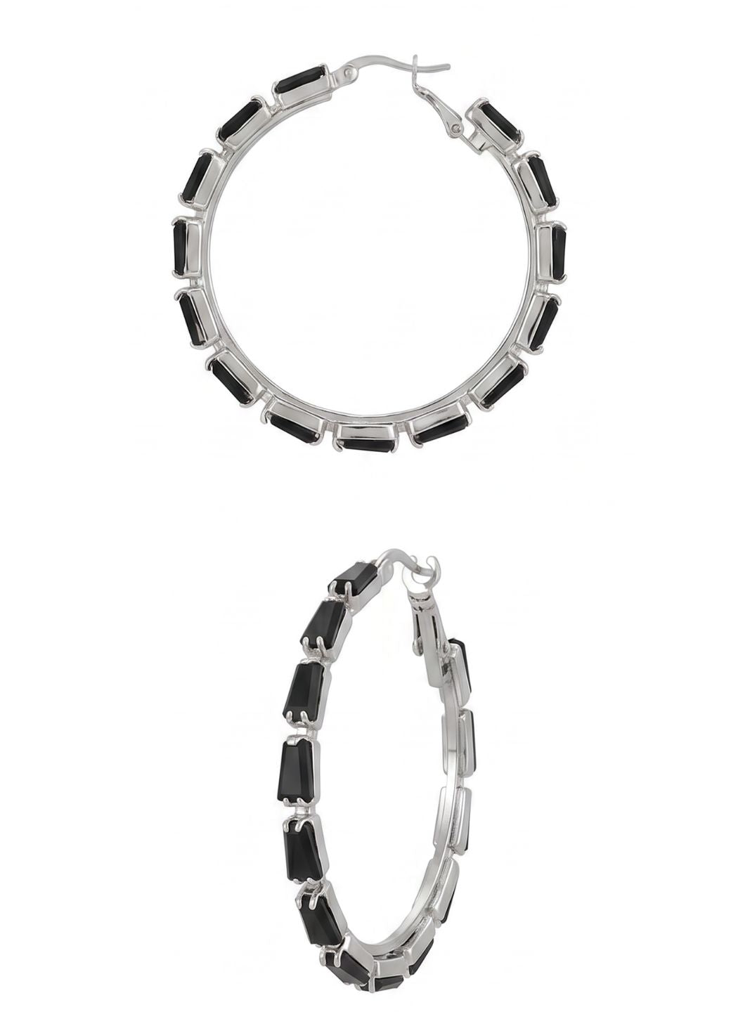 Black Crystal Hoop Earrings