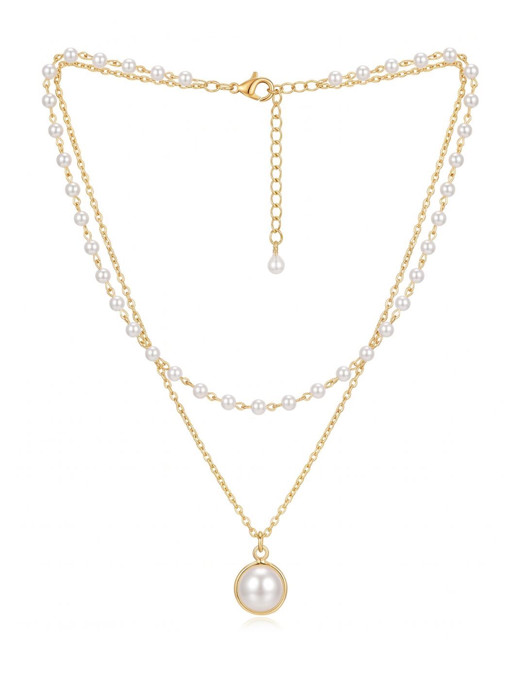 Layered Pearl Drop Necklace