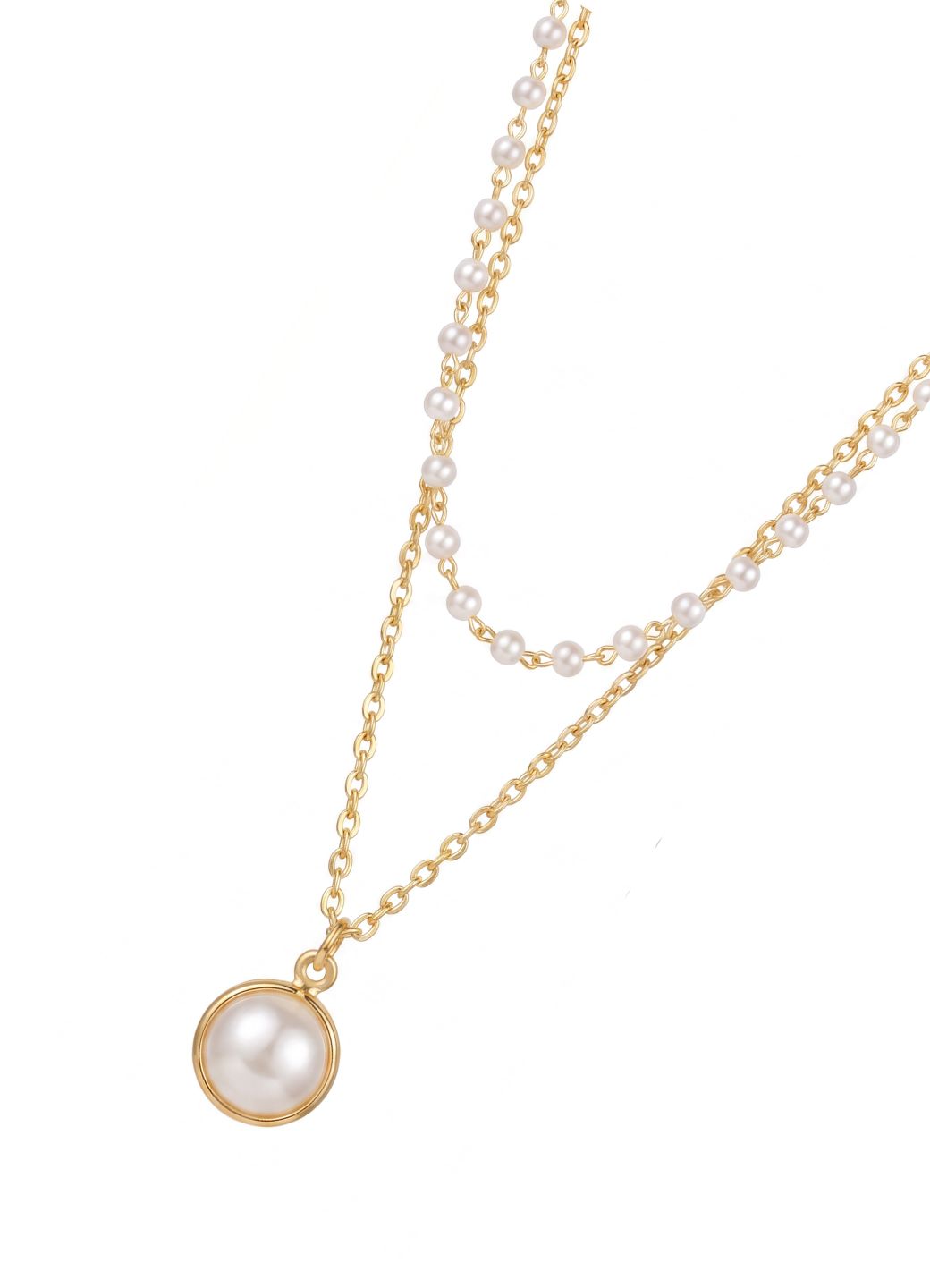 Layered Pearl Drop Necklace