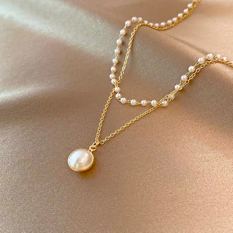 Layered Pearl Drop Necklace