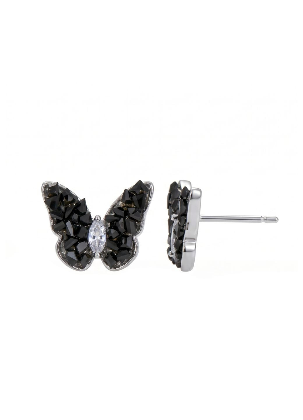 Black Pavé Crystal Butterfly Studs