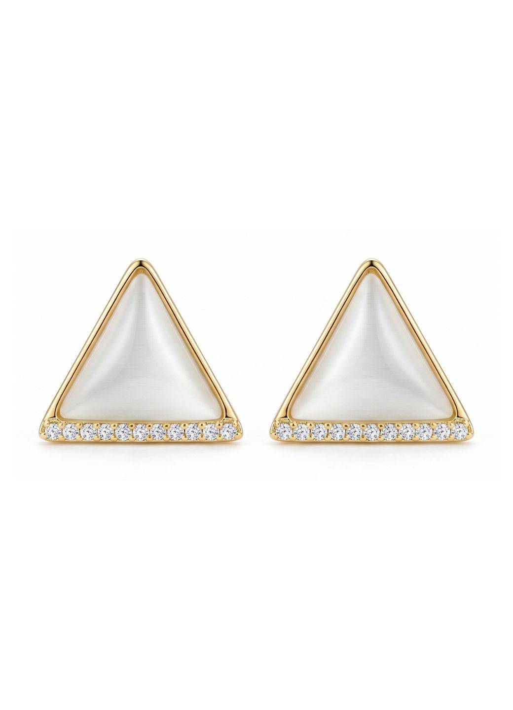 Triangle Cat's-Eye Crystal Stud Earrings