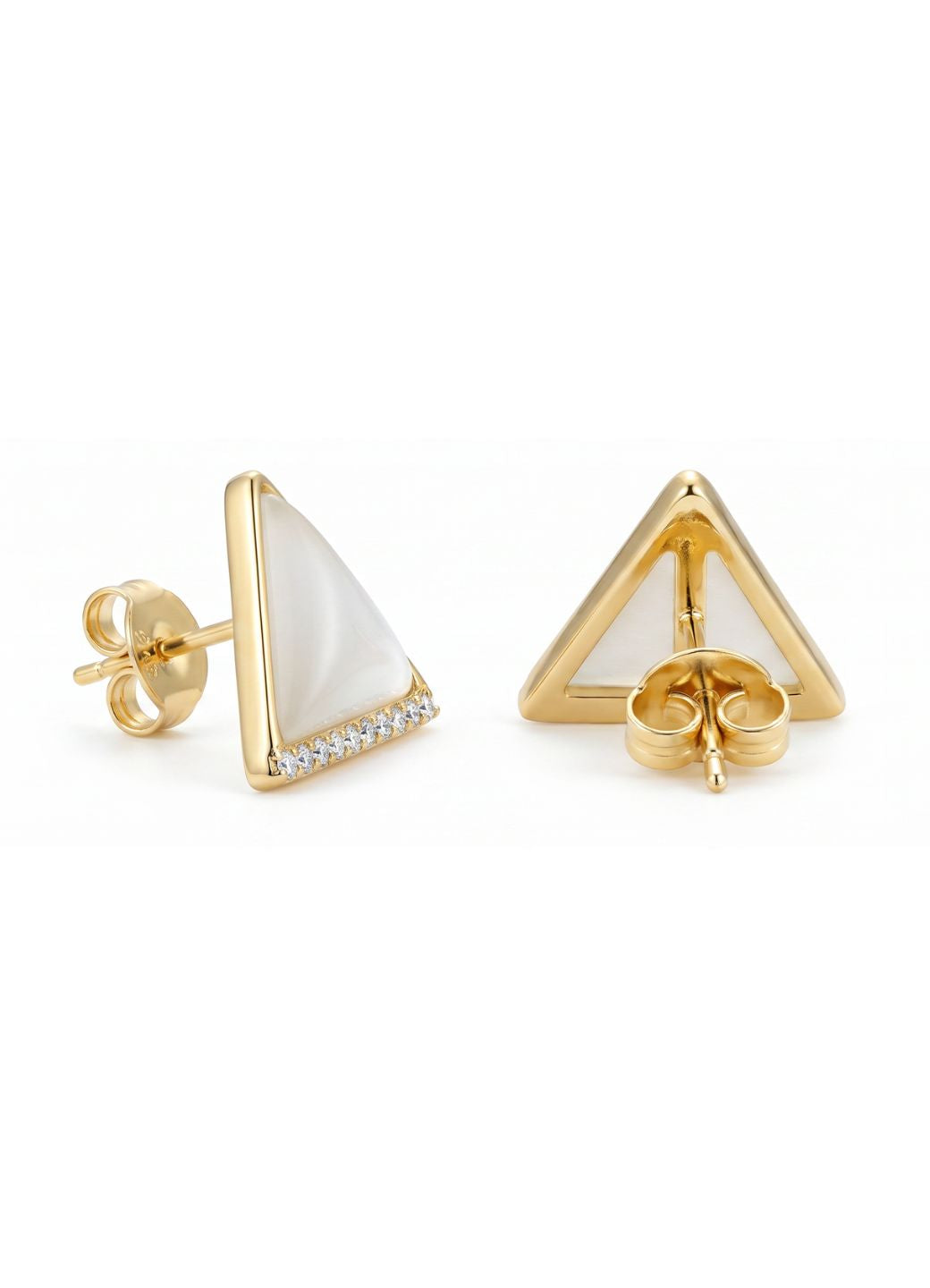 Triangle Cat's-Eye Crystal Stud Earrings