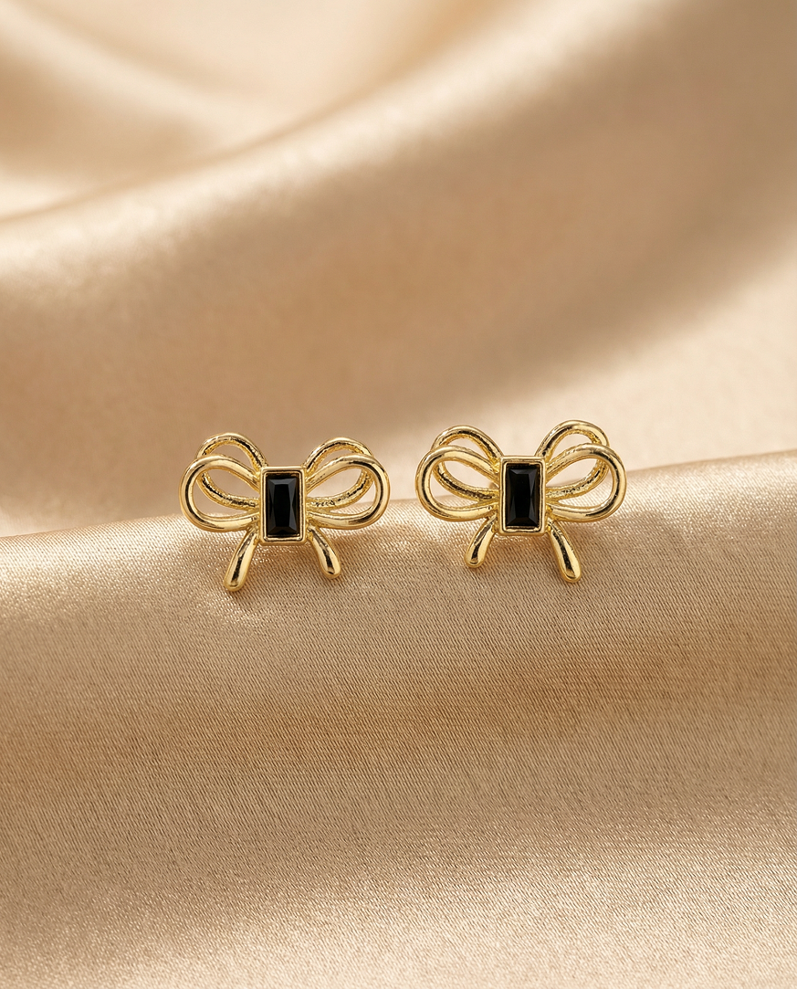 Gold Bow Knot Stud Earrings