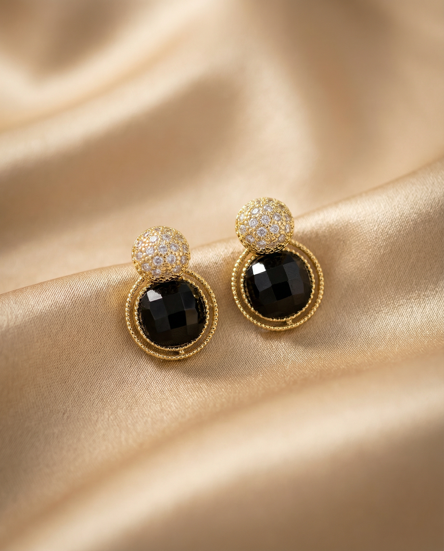 Pavé Ball Round Stone Earrings