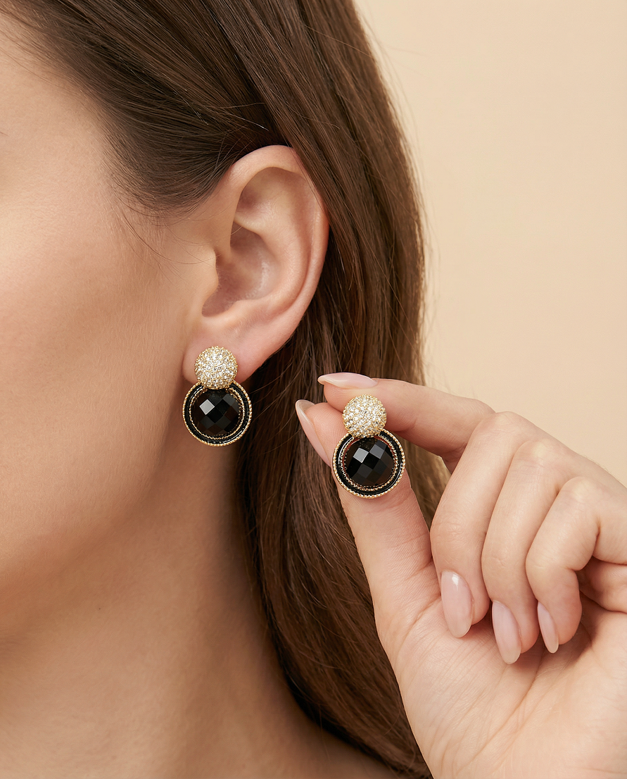 Pavé Ball Round Stone Earrings