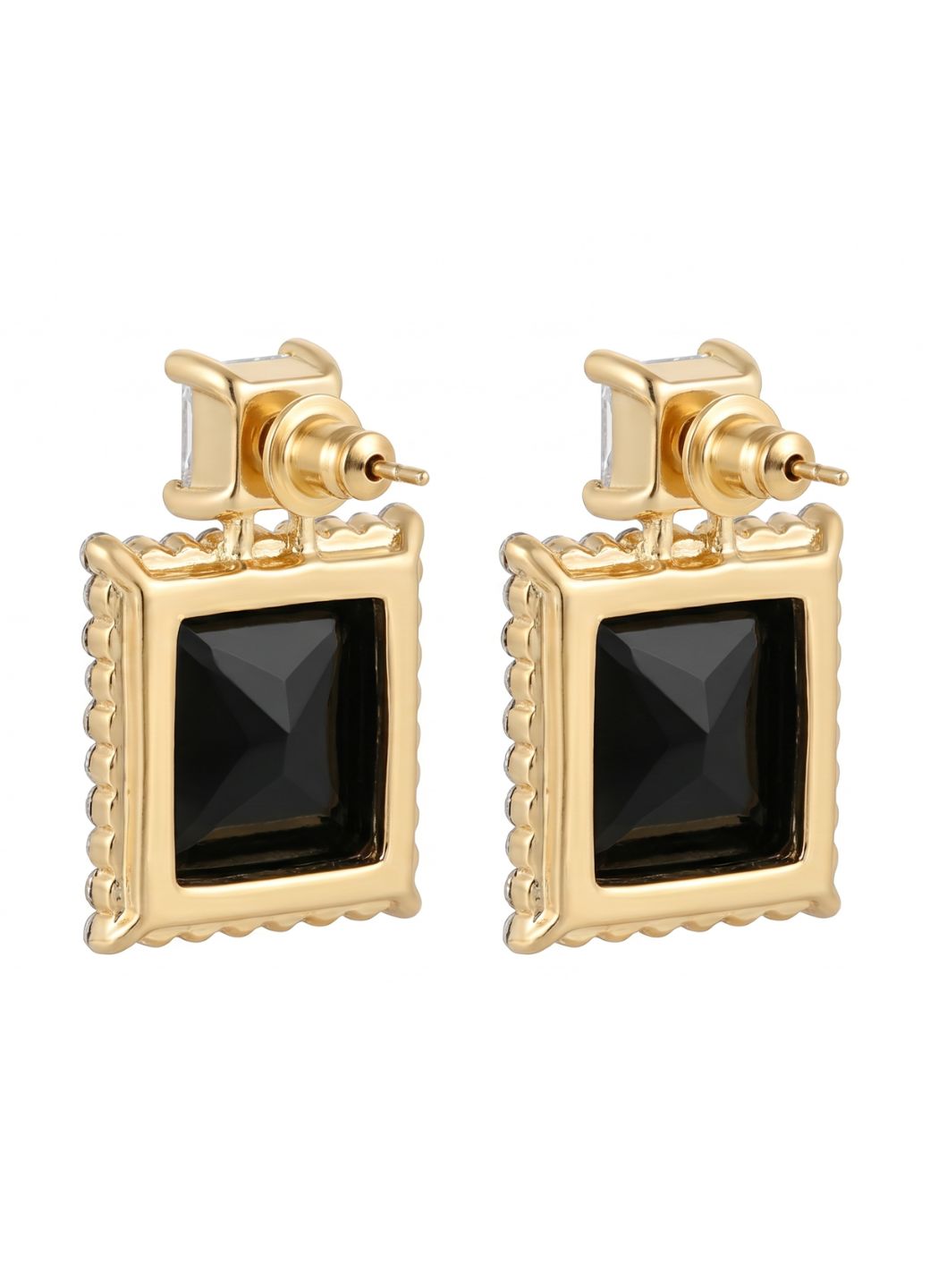 Square Halo Crystal Drop Earrings