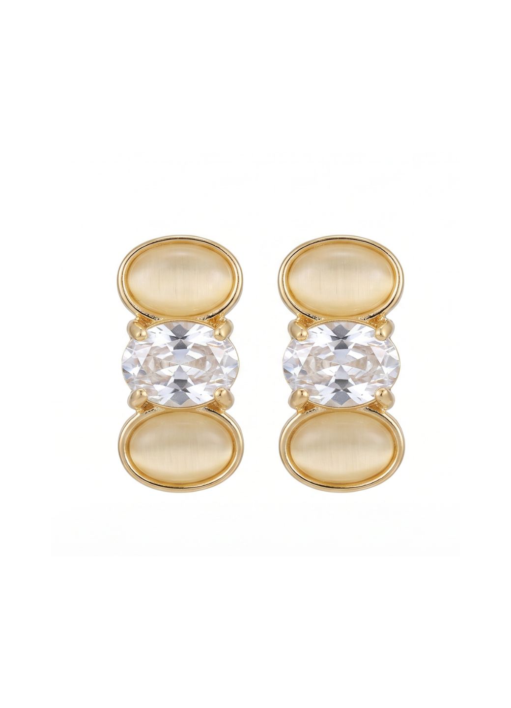Oval Cat's-Eye Crystal Stud Earrings