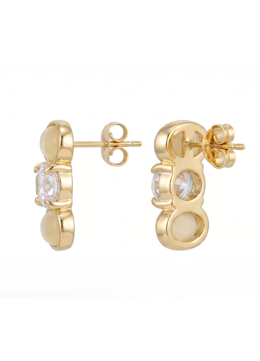 Oval Cat's-Eye Crystal Stud Earrings
