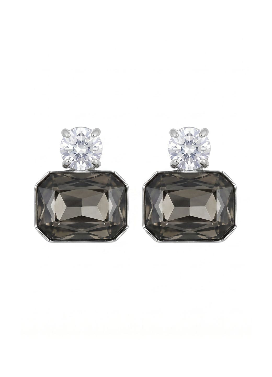 Emerald Cut Smoky Stone Earrings