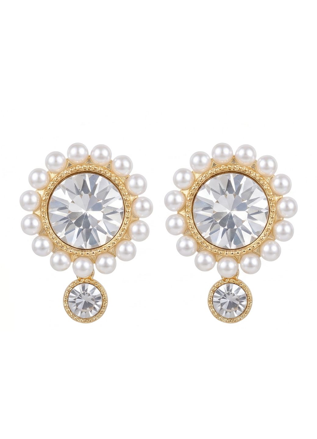 Pearl Framed Crystal Drop Earrings