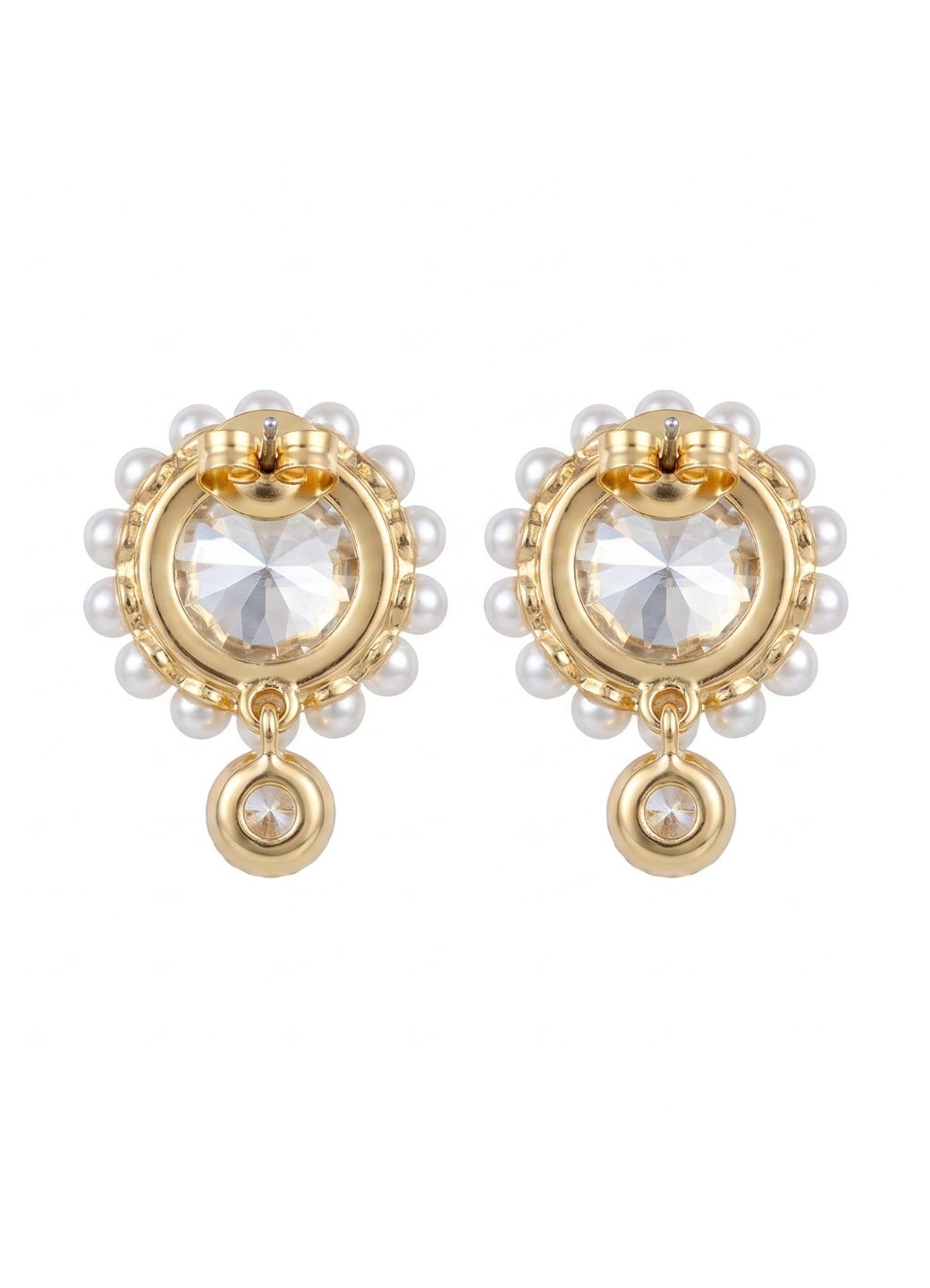 Pearl Framed Crystal Drop Earrings