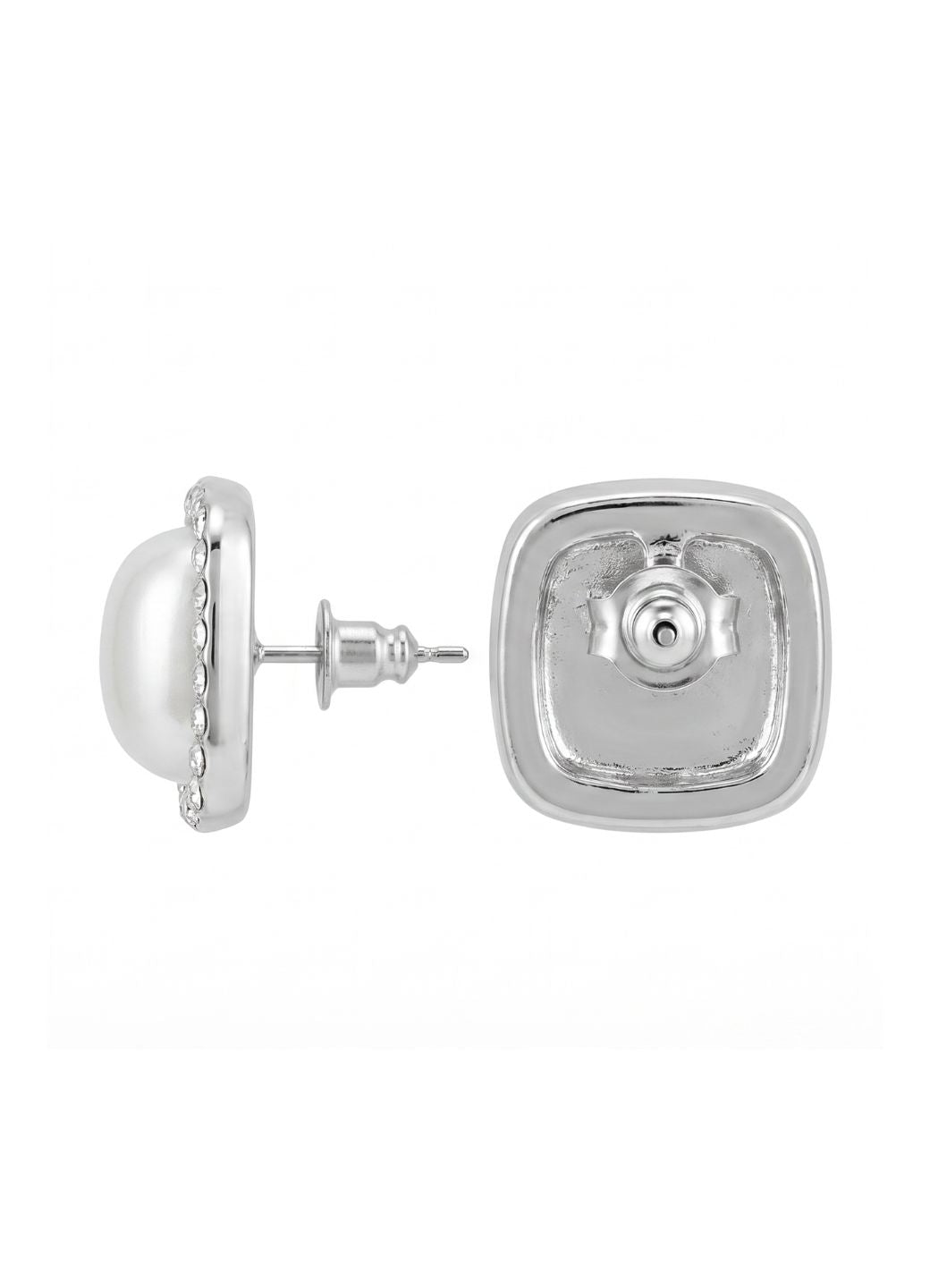 Pearl Cabochon Crystal Halo Earrings