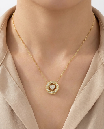 Pavé Heart Swirl Pendant Necklace