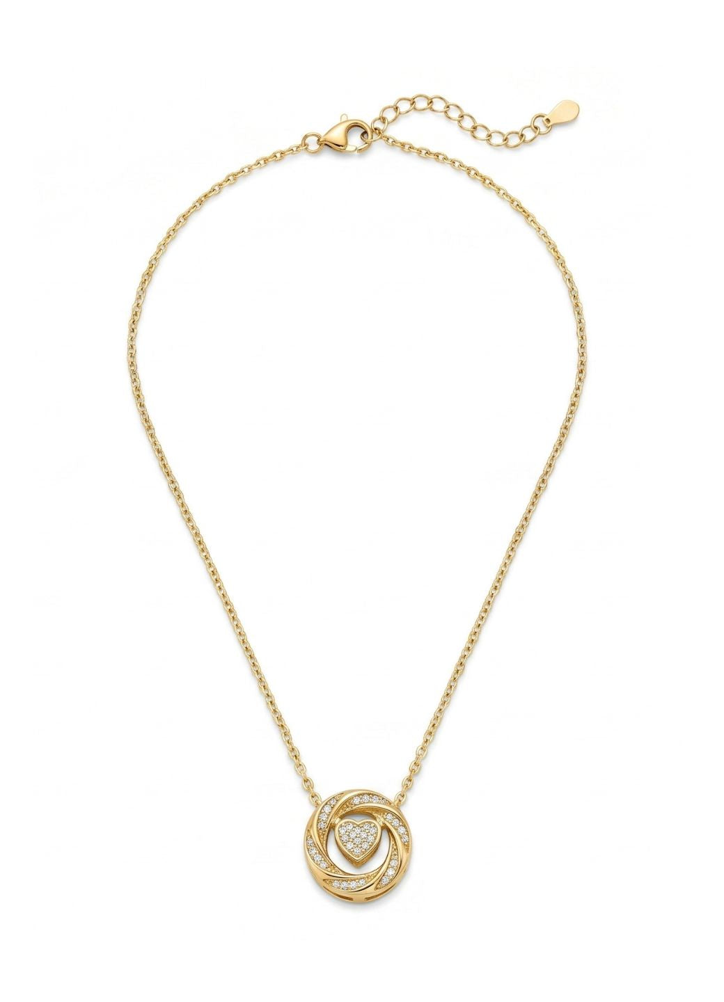 Pavé Heart Swirl Pendant Necklace