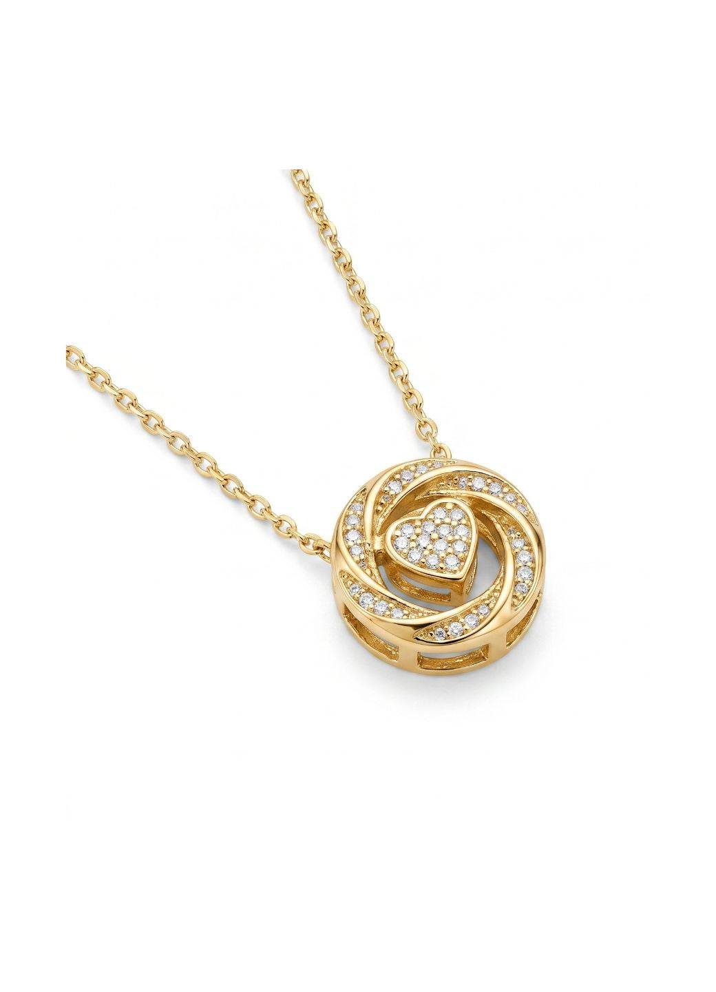 Pavé Heart Swirl Pendant Necklace