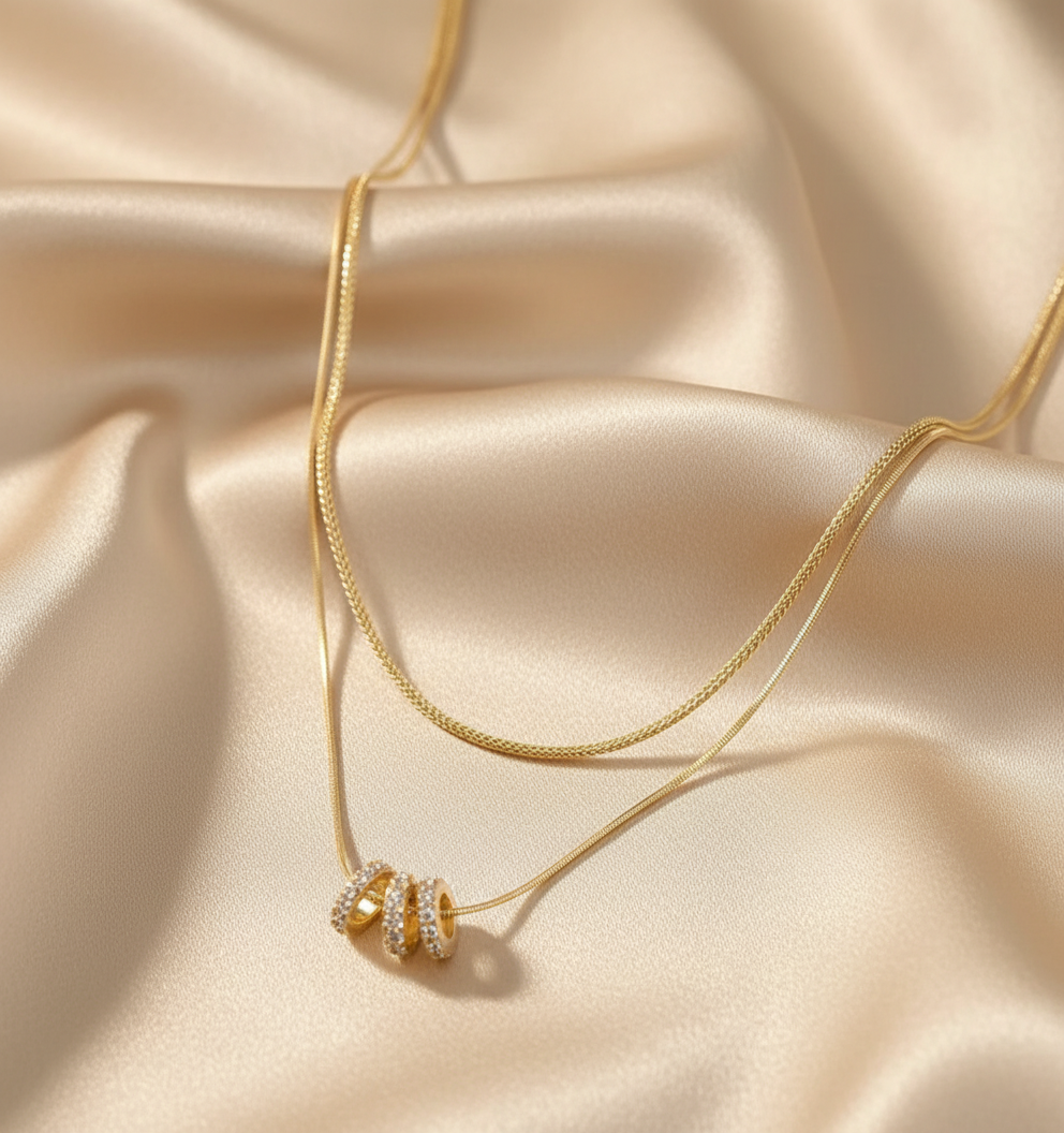 Double Strand Coil Pendant Necklace