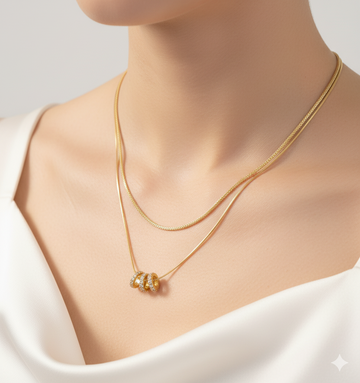 Double Strand Coil Pendant Necklace