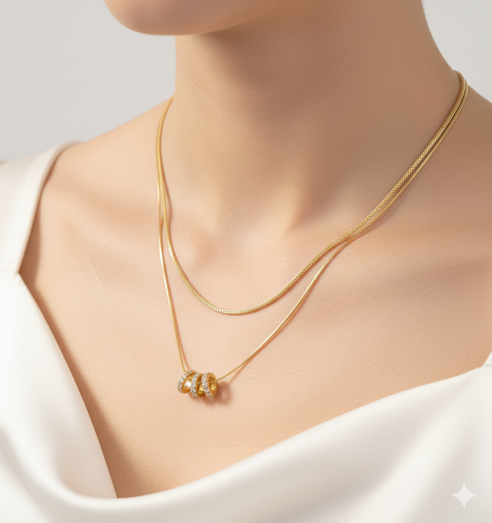 Double Strand Coil Pendant Necklace