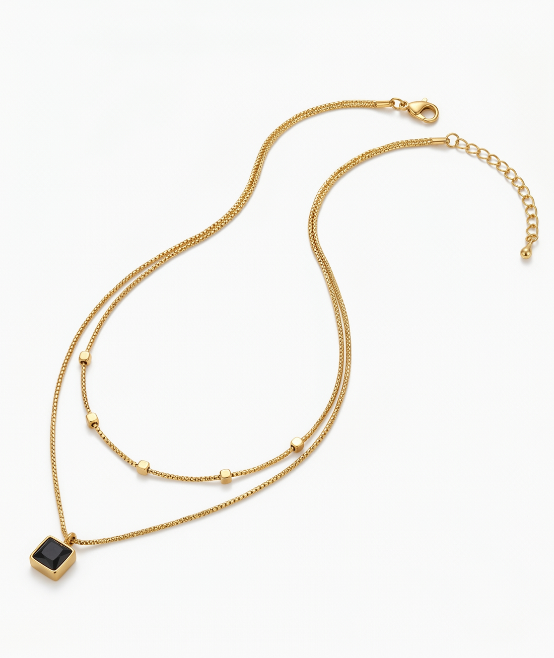 Layered Bead Station Cube Necklace