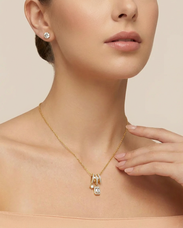 Crystal Cluster Pendant Necklace Set