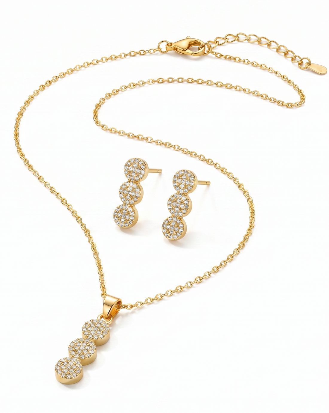 Pavé Circle Trio Necklace Set