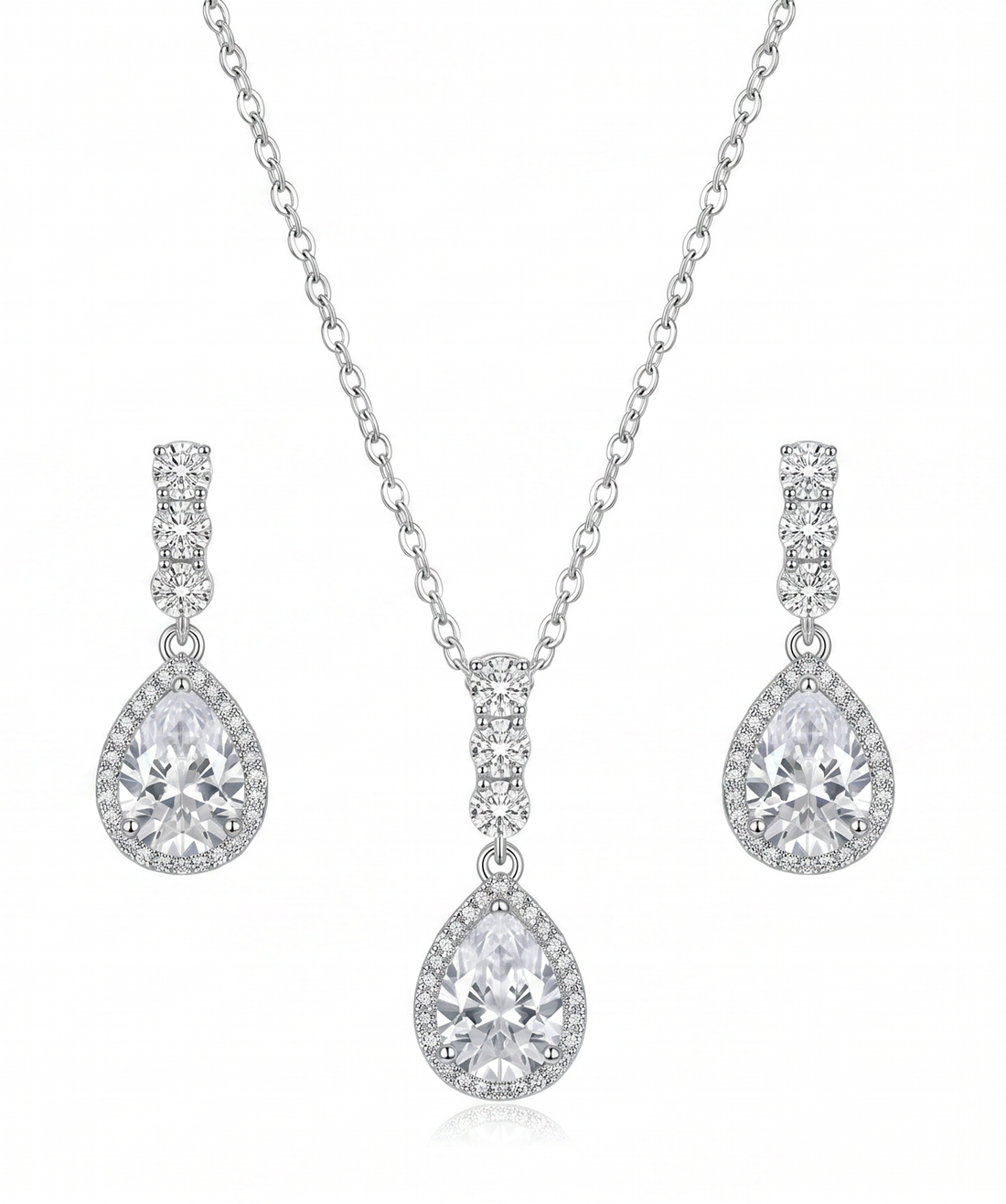 Teardrop Halo Pendant Duo