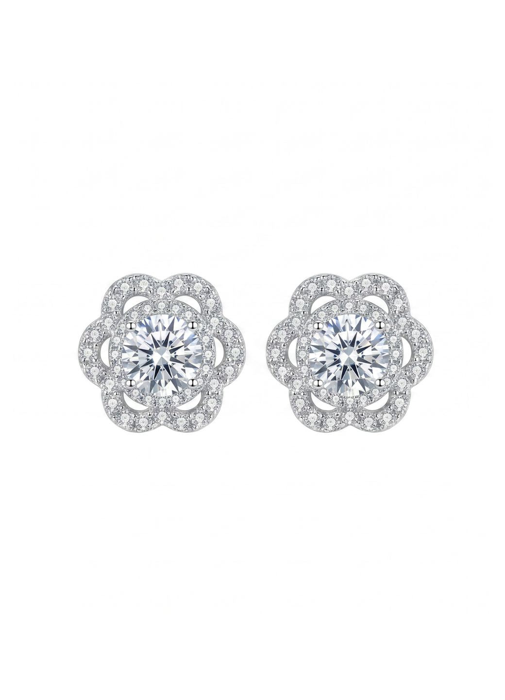 Silver Rose Bloom Studs