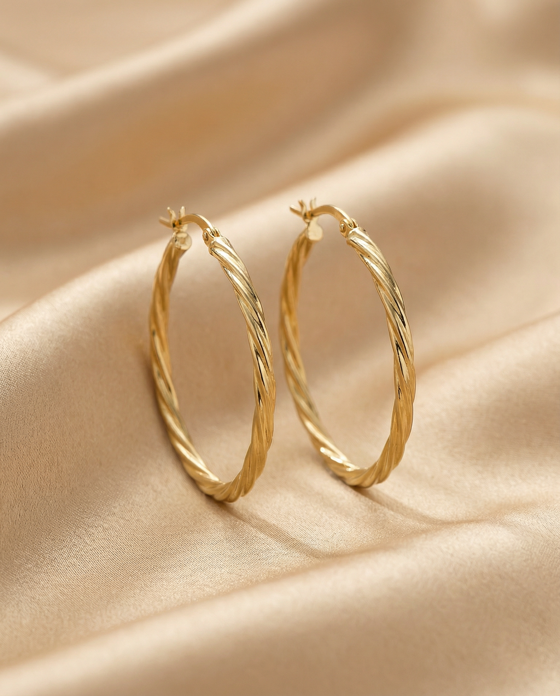 Spiral Twist Gold Hoops