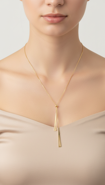 Gold Triangle Lariat Necklace