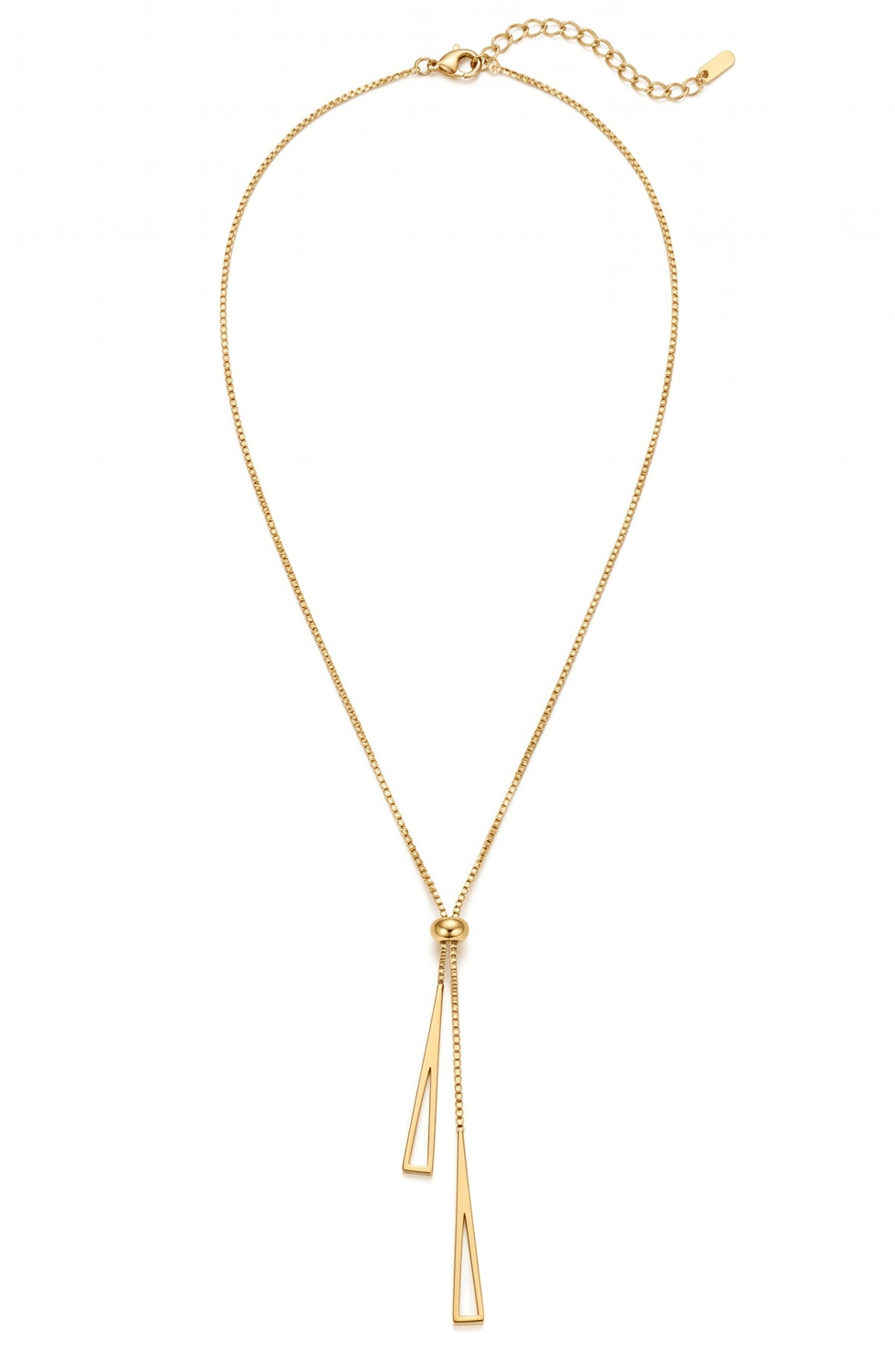 Gold Triangle Lariat Necklace