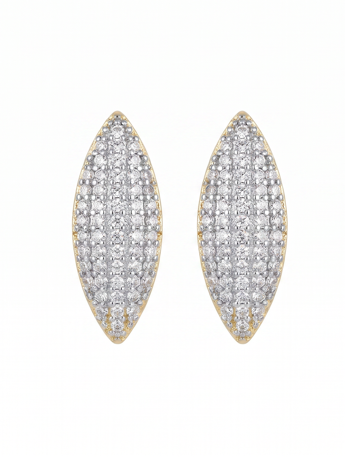 Marquise Pavé Gold Hoops