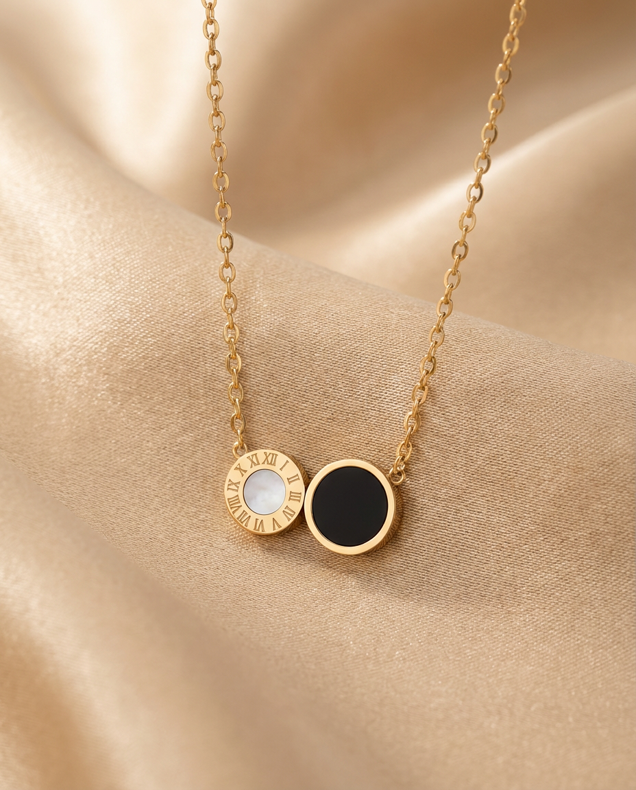 Two-Tone Circle Charm Necklace